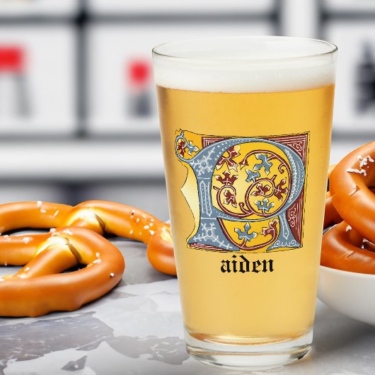 Verlichtde middeleeuwse blauwe en rode ijsheek let glas