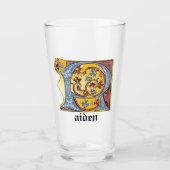 Verlichtde middeleeuwse blauwe en rode ijsheek let glas (Voorkant)