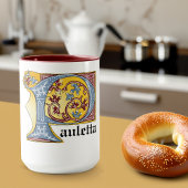 Verlichtde middeleeuwse blauwe en rode ijsheek P Mok