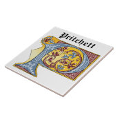 Verlichtde middeleeuwse blauwe en rode ijsheek P Tegeltje (Zijkant)