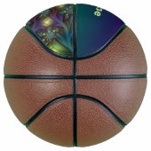 Verlichtde moderne blauwe paarse fractale kunstnaa basketbal (Rechts)