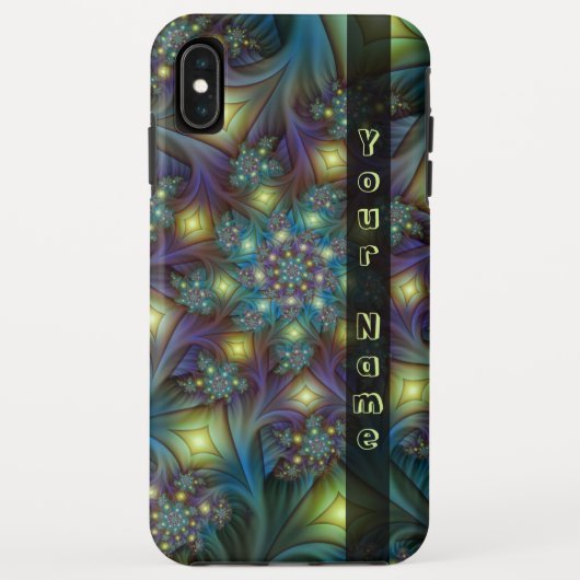 Verlichtde moderne blauwe paarse fractale kunstnaa Case-Mate iPhone case (Achterkant)