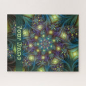 Verlichtde moderne blauwe paarse fractale kunstnaa legpuzzel (Horizontaal)