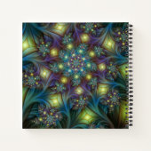 Verlichtde moderne blauwe paarse fractale kunstnaa notitieboek (Achterkant)
