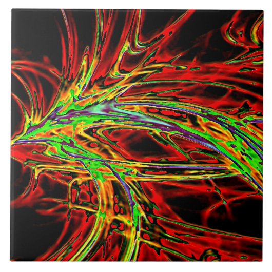 Verlichtde regenboog van vlammen tegeltje (Voorkant)