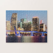 Verlichtde skyline van het centrum van Miami bij s Legpuzzel (Horizontaal)