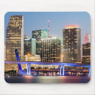 Verlichtde skyline van het centrum van Miami bij s Muismat