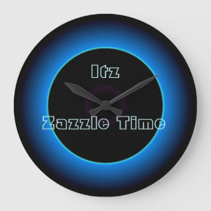 Verlichtde tekst "Itz Zazzle Time" >Wandklokken Grote Klok
