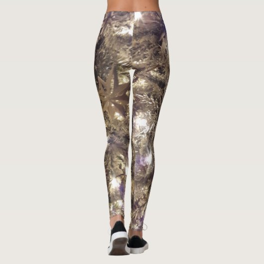 Verlichtde zilveren kerstboomleggings leggings (Achterkant)