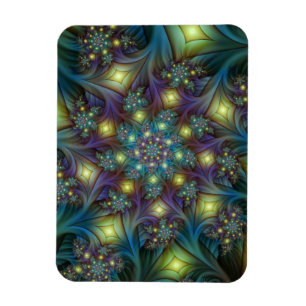 Verlichte abstracte blauwe paarse Fractale Patroon Magneet