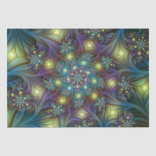 Verlichte Abstracte Glanzende Blau Paarse Fractale Tissuepapier