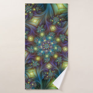 Verlichte Abstracte glanzende Blauwgroen Paarse Fr Badhanddoek