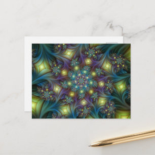 Verlichte Abstracte glanzende Blauwgroen Paarse Fr Briefkaart