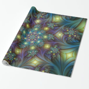 Verlichte Abstracte glanzende Blauwgroen Paarse Fr Cadeaupapier