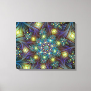 Verlichte Abstracte glanzende Blauwgroen Paarse Fr Canvas Afdruk