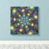 Verlichte Abstracte glanzende Blauwgroen Paarse Fr Canvas Afdruk (Insitu (Houten vloer))