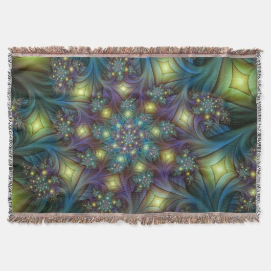 Verlichte Abstracte glanzende Blauwgroen Paarse Fr Deken (Voorkant)
