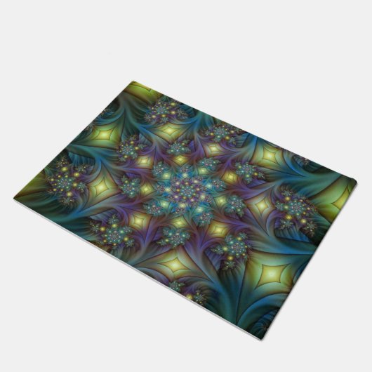 Verlichte Abstracte glanzende Blauwgroen Paarse Fr Deurmat (Schuin)