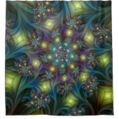 Verlichte Abstracte glanzende Blauwgroen Paarse Fr Douchegordijn (Voorkant)