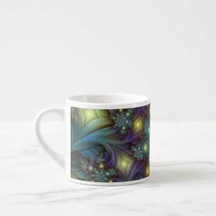 Verlichte Abstracte glanzende Blauwgroen Paarse Fr Espresso Kop