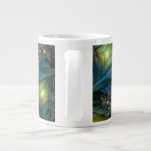 Verlichte Abstracte glanzende Blauwgroen Paarse Fr Grote Koffiekop (Achterkant)