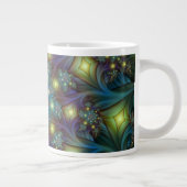 Verlichte Abstracte glanzende Blauwgroen Paarse Fr Grote Koffiekop (Rechts)