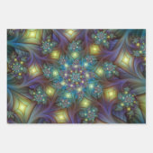 Verlichte Abstracte glanzende Blauwgroen Paarse Fr Inpakpapier Vel (Voorkant)