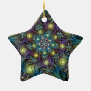 Verlichte Abstracte glanzende Blauwgroen Paarse Fr Keramisch Ornament