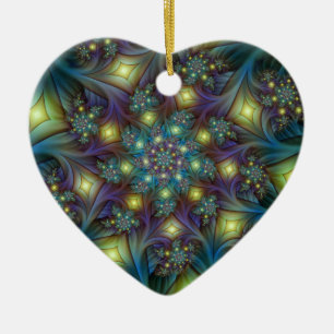 Verlichte Abstracte glanzende Blauwgroen Paarse Fr Keramisch Ornament