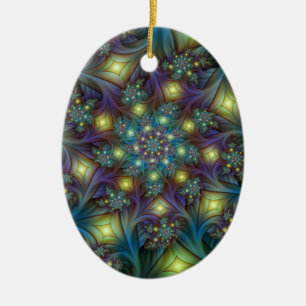 Verlichte Abstracte glanzende Blauwgroen Paarse Fr Keramisch Ornament