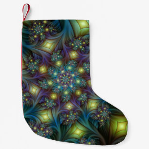 Verlichte Abstracte glanzende Blauwgroen Paarse Fr Kleine Kerstsok