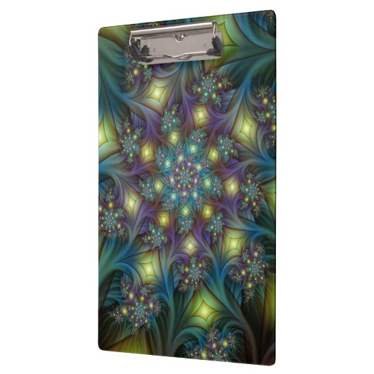 Verlichte Abstracte glanzende Blauwgroen Paarse Fr Klembord (Links)