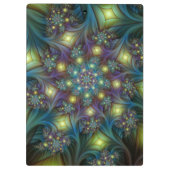 Verlichte Abstracte glanzende Blauwgroen Paarse Fr Klembord (Achterkant)