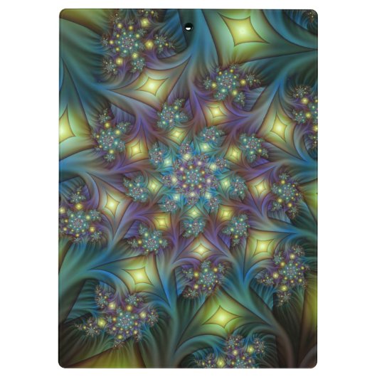 Verlichte Abstracte glanzende Blauwgroen Paarse Fr Klembord (Achterkant)