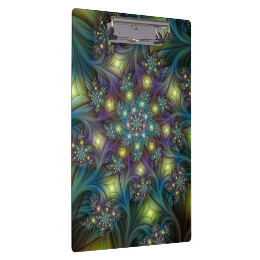 Verlichte Abstracte glanzende Blauwgroen Paarse Fr Klembord (Rechts)
