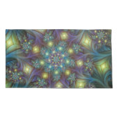 Verlichte Abstracte glanzende Blauwgroen Paarse Fr Kussensloop (Achterkant-Links)