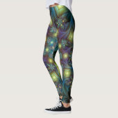 Verlichte Abstracte glanzende Blauwgroen Paarse Fr Leggings (Links)