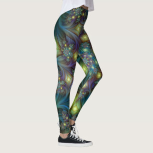 Verlichte Abstracte glanzende Blauwgroen Paarse Fr Leggings