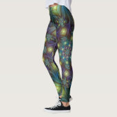 Verlichte Abstracte glanzende Blauwgroen Paarse Fr Leggings (Links)