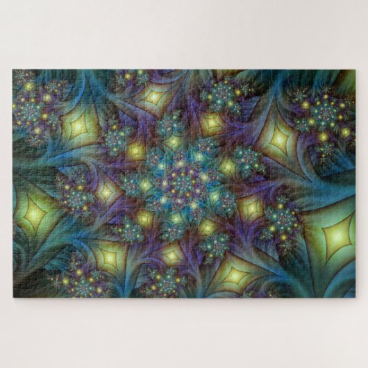 Verlichte Abstracte glanzende Blauwgroen Paarse Fr Legpuzzel (Horizontaal)