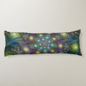 Verlichte Abstracte glanzende Blauwgroen Paarse Fr Lichaamskussen (Achterkant)