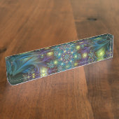 Verlichte Abstracte glanzende Blauwgroen Paarse Fr Naambordje (Zijkant)