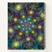 Verlichte Abstracte glanzende Blauwgroen Paarse Fr Notitieboek (Achterkant)