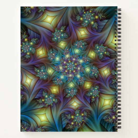 Verlichte Abstracte glanzende Blauwgroen Paarse Fr Notitieboek (Achterkant)