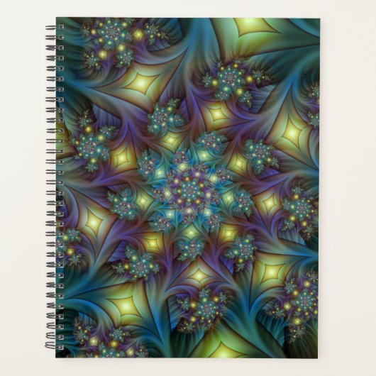 Verlichte Abstracte glanzende Blauwgroen Paarse Fr Planner (Voorkant)