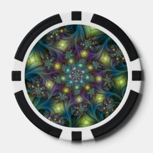 Verlichte Abstracte glanzende Blauwgroen Paarse Fr Poker Chips