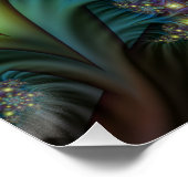 Verlichte Abstracte glanzende Blauwgroen Paarse Fr Poster (Hoek)