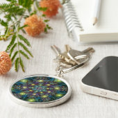 Verlichte Abstracte glanzende Blauwgroen Paarse Fr Sleutelhanger (Zijkant)