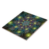 Verlichte Abstracte glanzende Blauwgroen Paarse Fr Tegeltje (Zijkant)