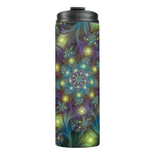 Verlichte Abstracte glanzende Blauwgroen Paarse Fr Thermosbeker